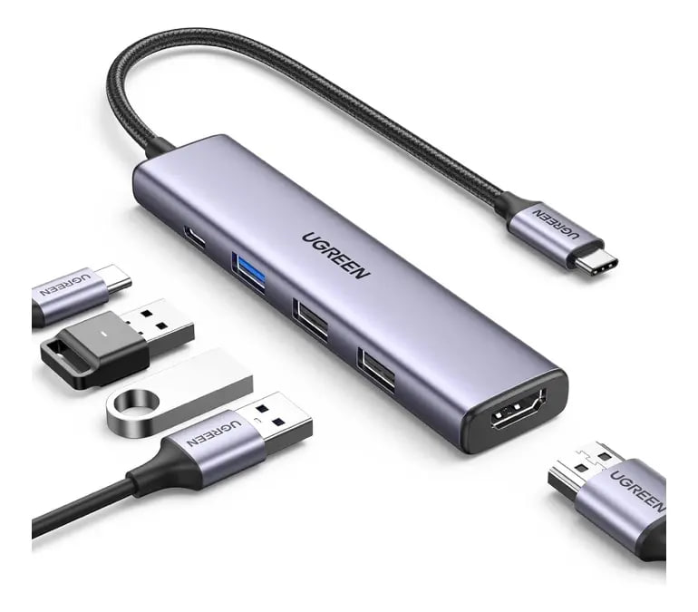 UGREEN Hub USB-C 5 em 1 - Expansão Portátil