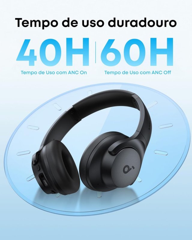 Anker Soundcore Q20i - Cancelamento Híbrido - 60h Bateria - Preto
