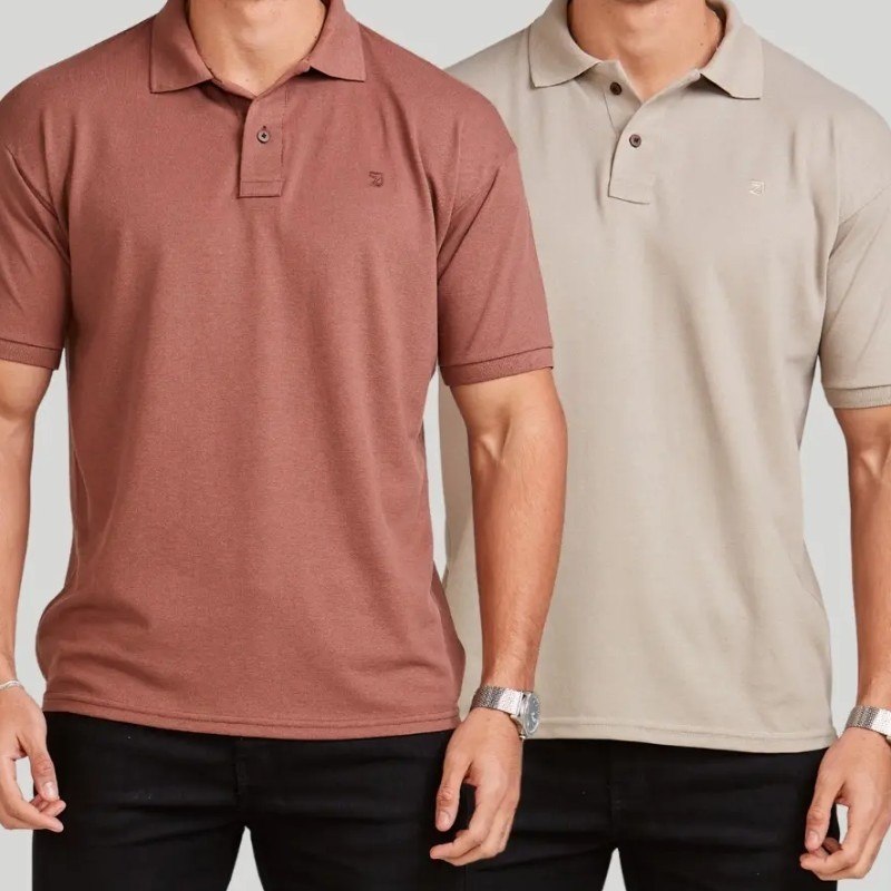 Kit 2 Camisas Masculinas Polo Piquet Casual Elegance