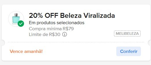 CUPOM: MELIBELEZA - 20% OFF em Perfumaria e Beleza