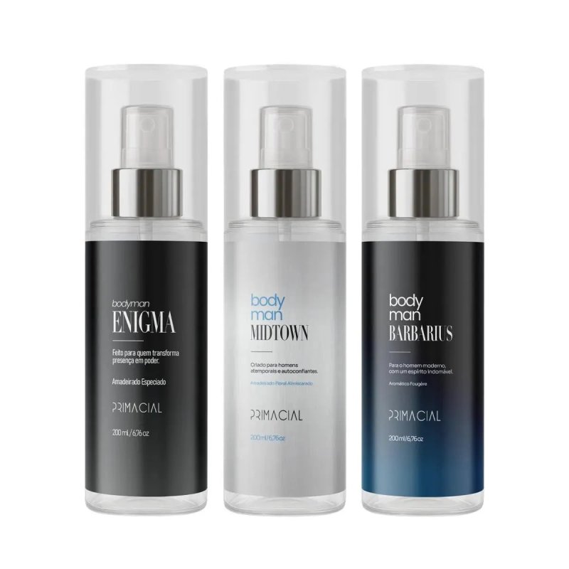 Barbarius Body Splash Masculino Kit 3 Aromas 200ml