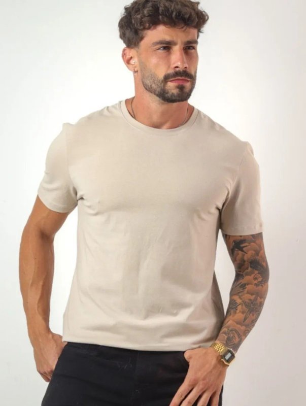 Camiseta Masculina Básica Algodão Malha Peruana
