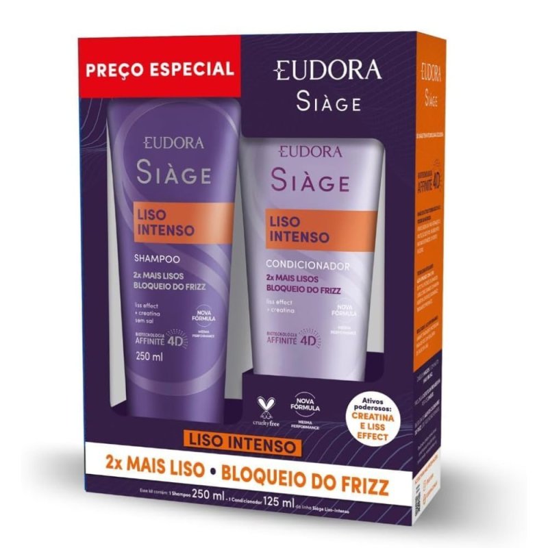 Kit Eudora Siàge Liso Intenso Shampoo 250ml + Condicionador 125ml