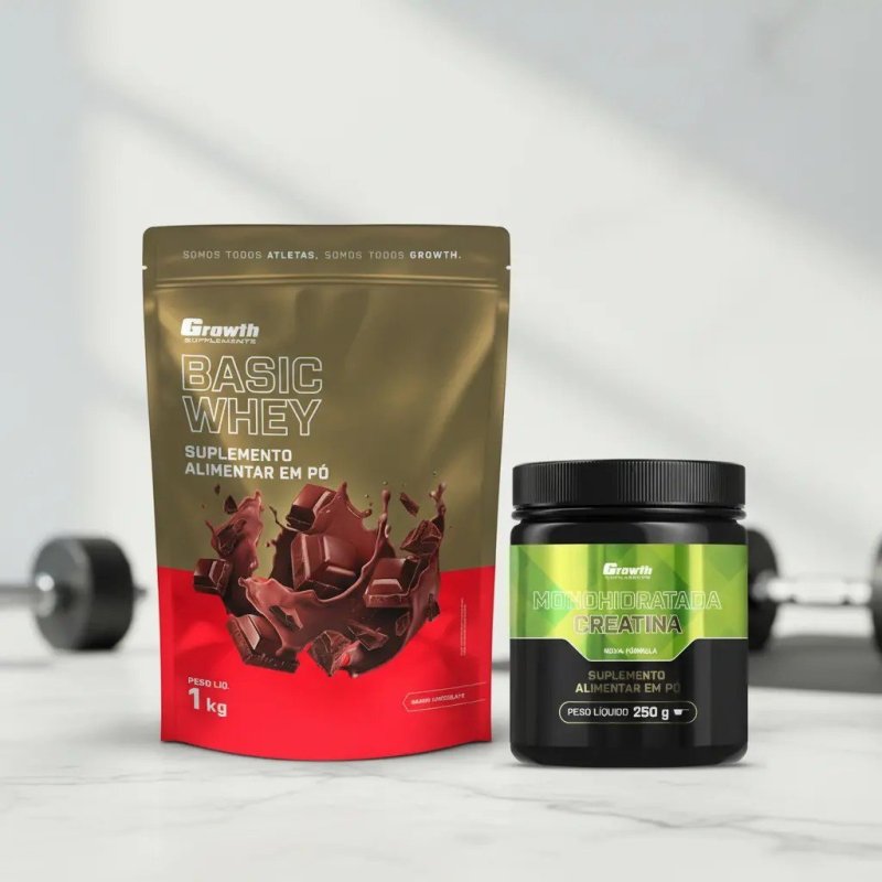 Kit Growth Whey Protein Basic 1kg E Creatina 250g