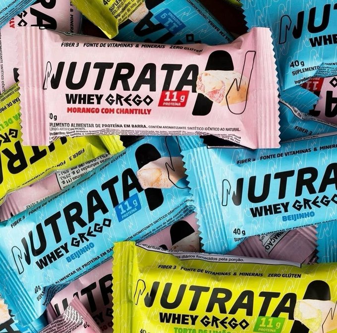 Whey Grego Bar Caixa 12 Unidades Nutrata Barra Proteína Sabor Torta de Limão 40g