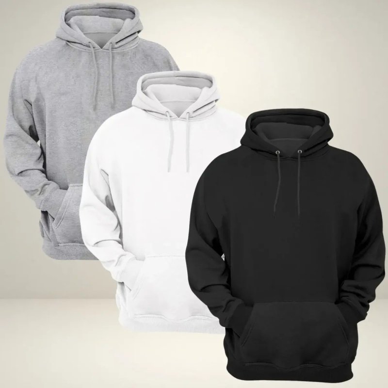 Kit 3 Moletom Blusa De Frio Agasalho Com Capuz Bem Quente