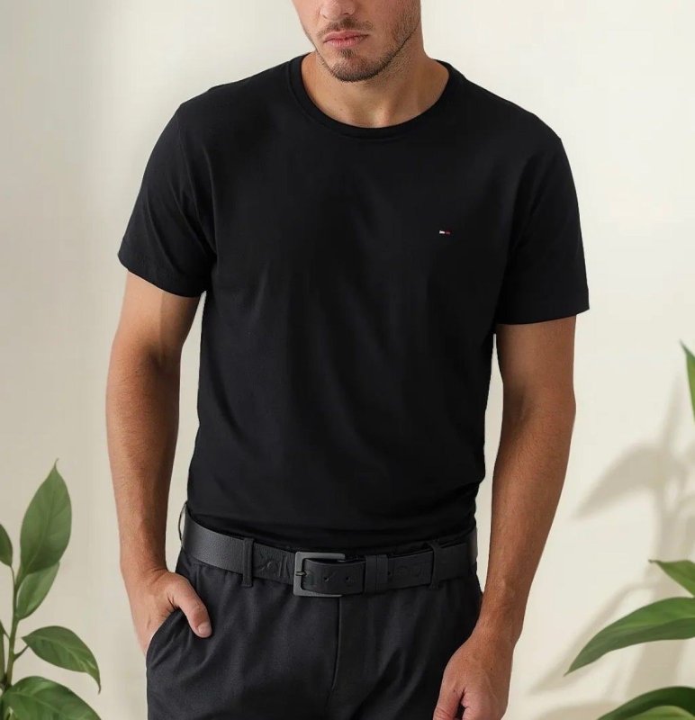 Camiseta Tommy Hilfiger Essential Cotton Preta Original