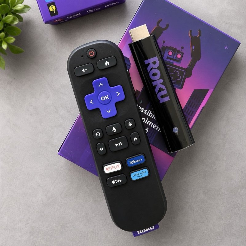 Roku Streaming Stick 2025 Para Tv Controle Por Voz