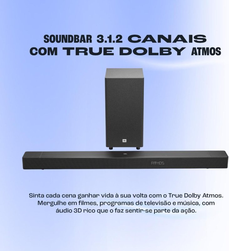 Soundbar JBL Cinema SB595 3.1.2 Canais com Subwoofer