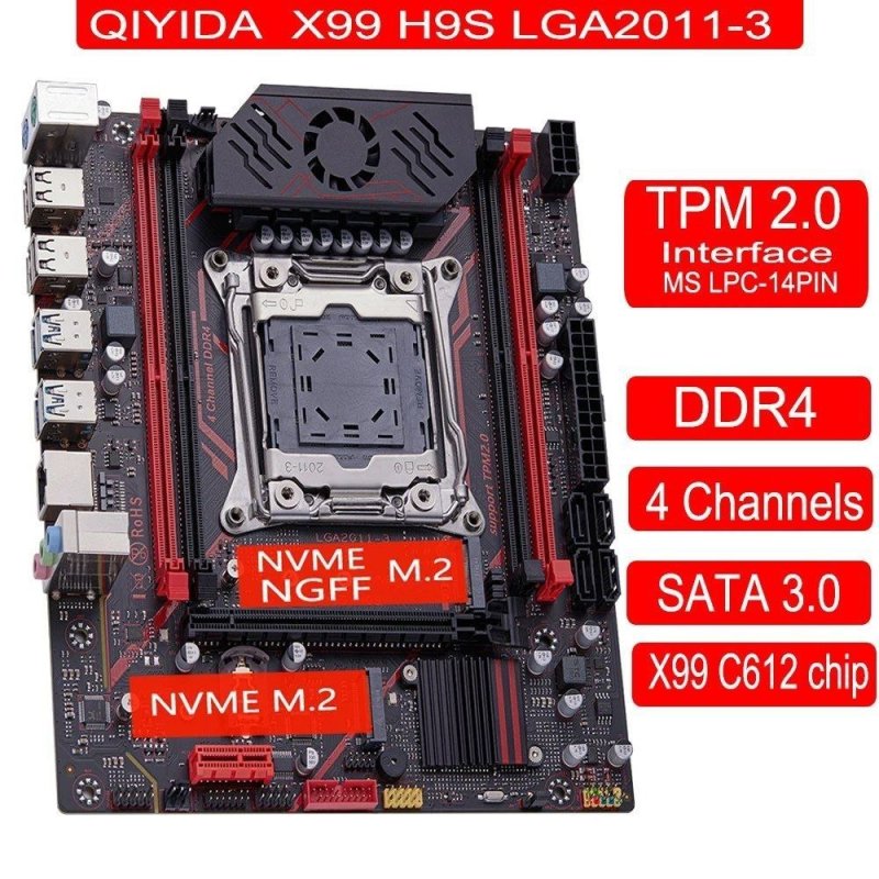 Qiyida X99 H9S (Quad Channel) Chipset C612 com suporte ao TPM 2.0 da MSI