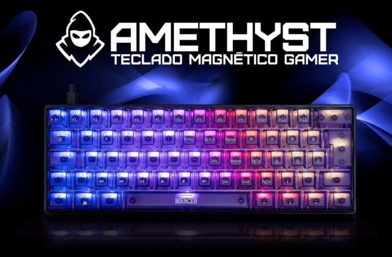 Teclado Magnetico Mancer Amethyst, RGB, Preto e Roxo