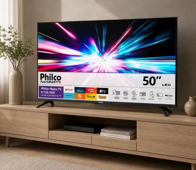 Smart Tv Philco 50'' Roku TV 4k UHD Led Hdr10 110/220v
