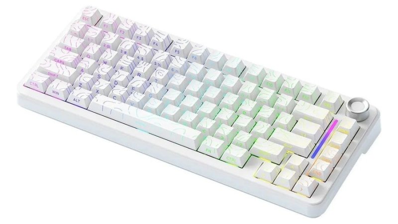 Teclado Gamer Mecânico Sem Fio Bluetooth Tri Mode 75% Led Rgb Hot Swappable Free Wolf F75