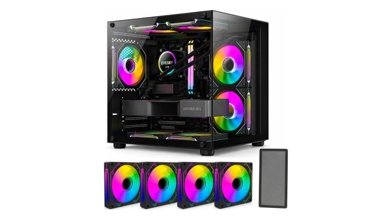 Gabinete Gamer Hayom Aquário Com 4 Cooler Fan LED RGB