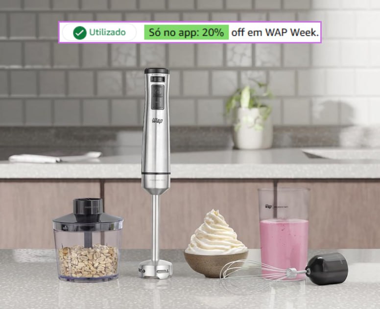Mixer Elétrico WAP 3 em 1 Inox 600W 127v