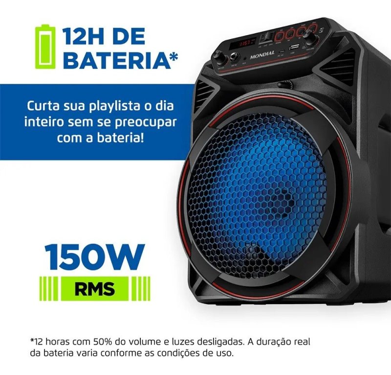 Caixa De Som Mondial Cm-150 Amplificada Connect Party Plus