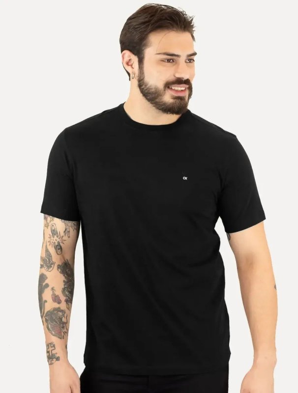 Camiseta Calvin Klein Meia Malha Básica CK Preta