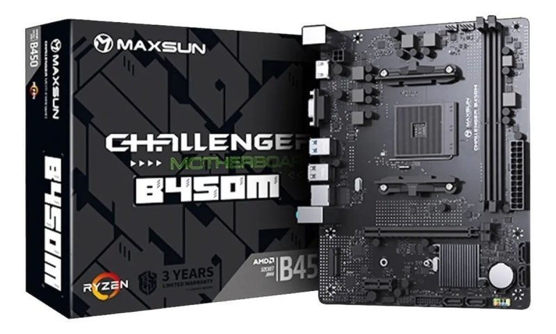 Placa Mãe Maxsun B450M MS-Challenger AM4 DDR4 M-ATX AMD
