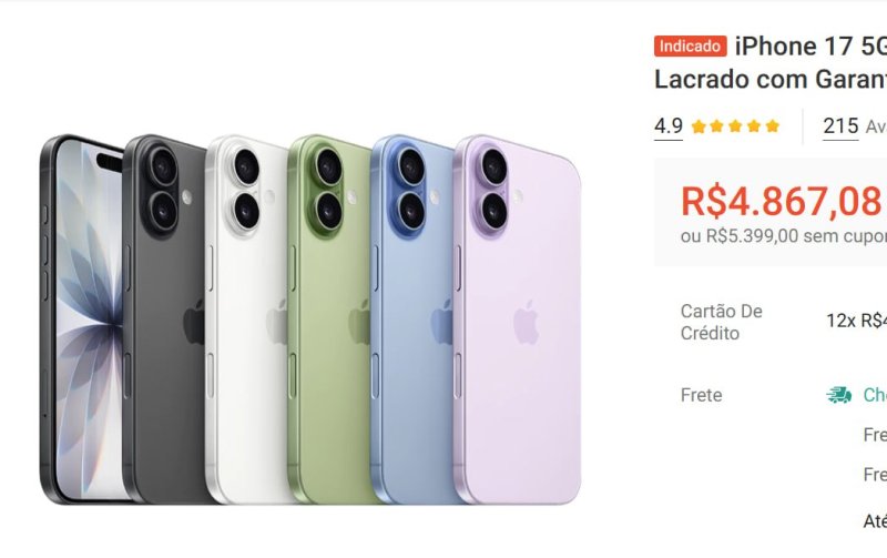 iPhone 17 5G 256GB Novo Original Nota Fiscal 1 ano Garantia Apple