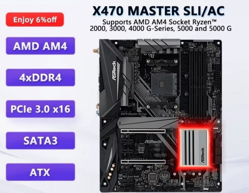 Placa-Mãe Asrock X470 Master Sli/Ac Usada