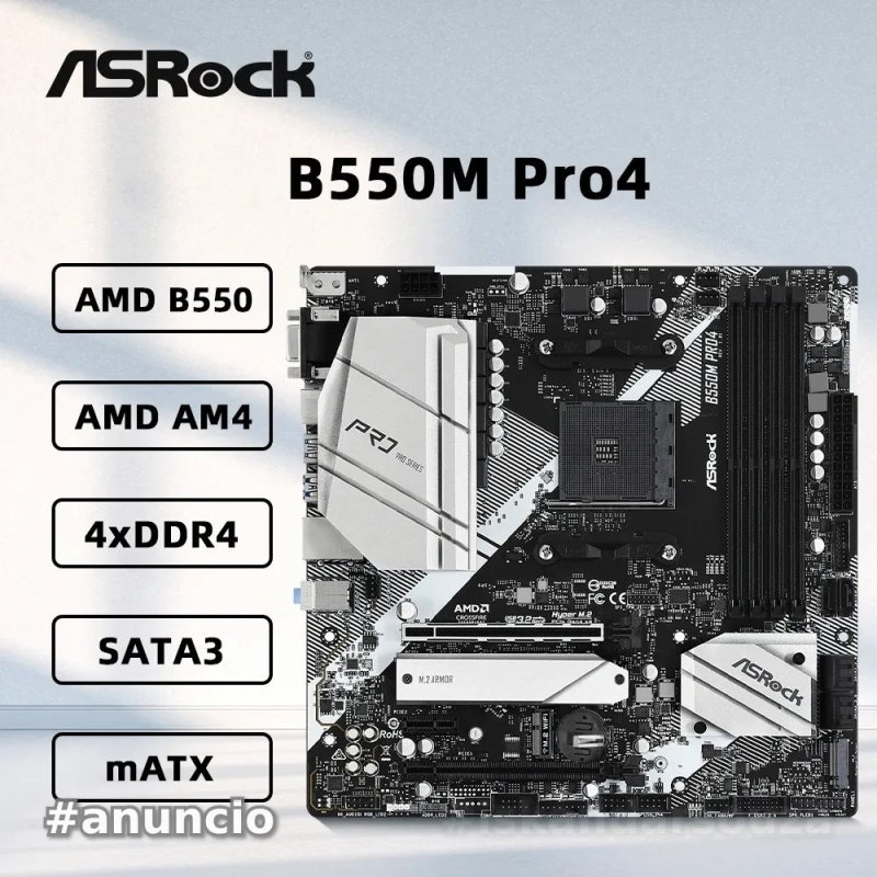 Placa mãe ASRock B550M Pro4 pro 4 DDR4 AM4 AMD Ryzen mae (usada)