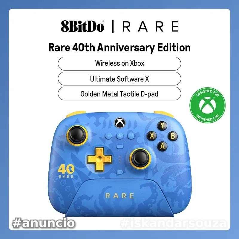 Controle para Xbox SEM FIO 8BitDo - Controlador 8BitDo Ultimate-3-Mode - Edição rara de 40o aniversário