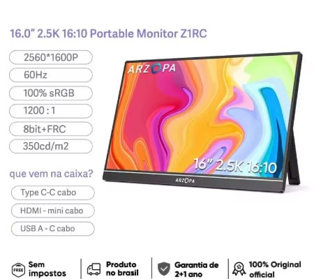 Arzopa Z1RC 16" Monitor Portátil Quad HD