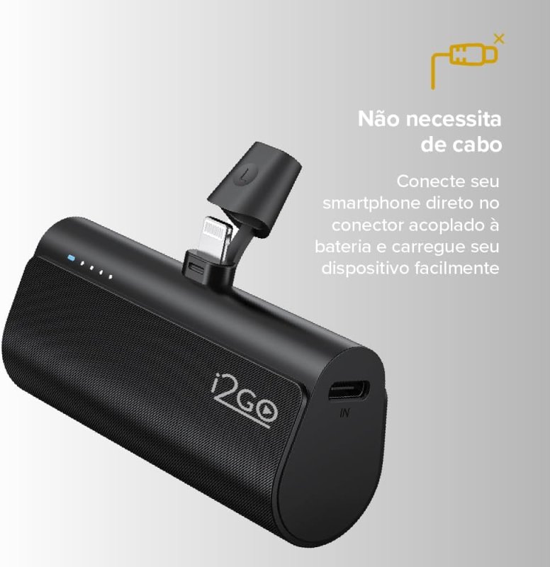 I2GO Power Bank Pocket 5000mAh - Modelo Lightning - Sem Cabos