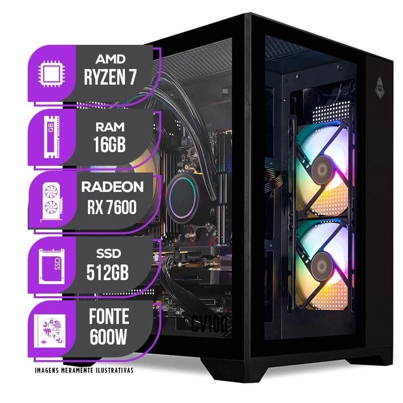 PC Gamer Mancer com AMD Ryzen 7 5700X e RX 7600 8GB