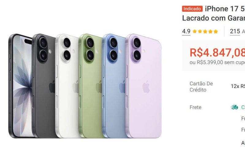 iPhone 17 5G 256GB Novo Original Nota Fiscal 1 ano Garantia Apple