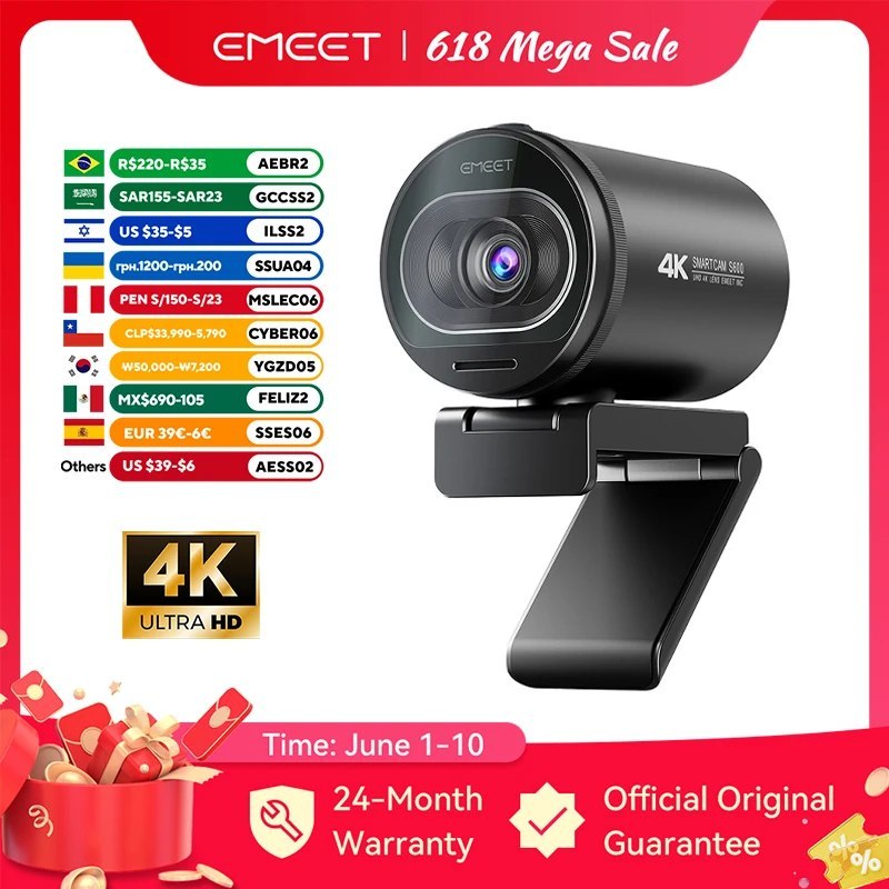 EMEET S600 Smartcam 4K com 30FPS e FHD 60FPS