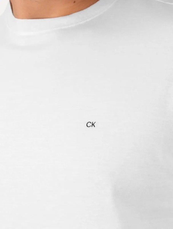 Camiseta Calvin Klein Meia Malha Básica Upper CK Branca