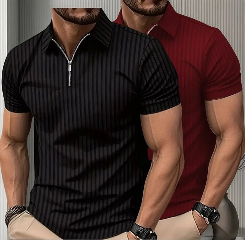 Kit 2 Camiseta Polo Canelada Com Ziper
