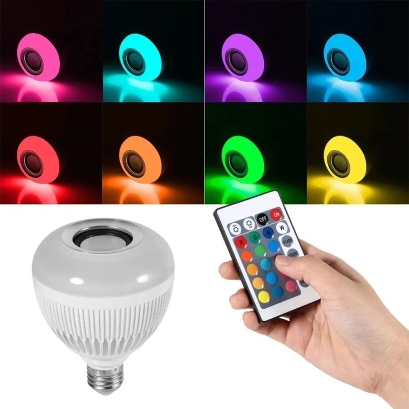 Lâmpada LED Bluetooth RGB com Caixa de Som