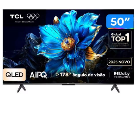 Smart TV 50" TCL 4K UHD QLED 50P7K Google TV AiPQ Google Assistente