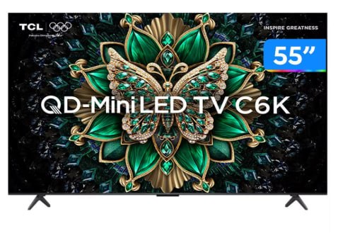 Smart TV 55" TCL 4K UHD MiniLED 55C6K com Google TV e Assistente