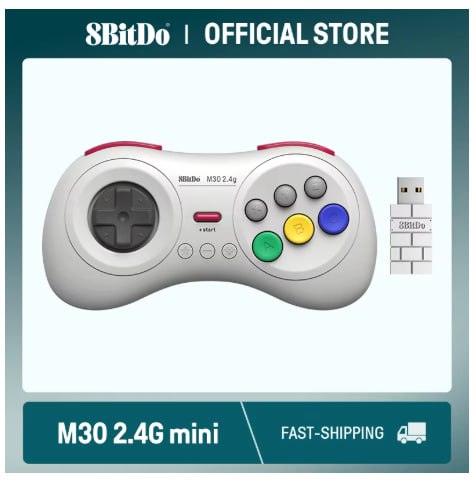 Gamepad sem fio 8BitDo M30 2.4G para Sega Genesis Mini e Mega Drive Mini - Sega Genesis