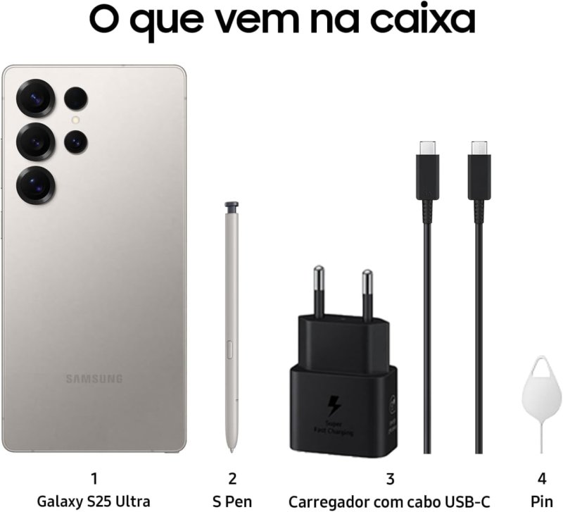 Samsung Galaxy S25 Ultra 5G - 256GB 12GB RAM - Câmera 200MP - Titânio Cinza