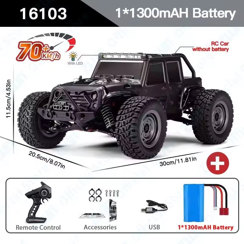 CONQUER Carro Controle Remoto Buggy Off-Road 70km/h 2.4g Profissional
