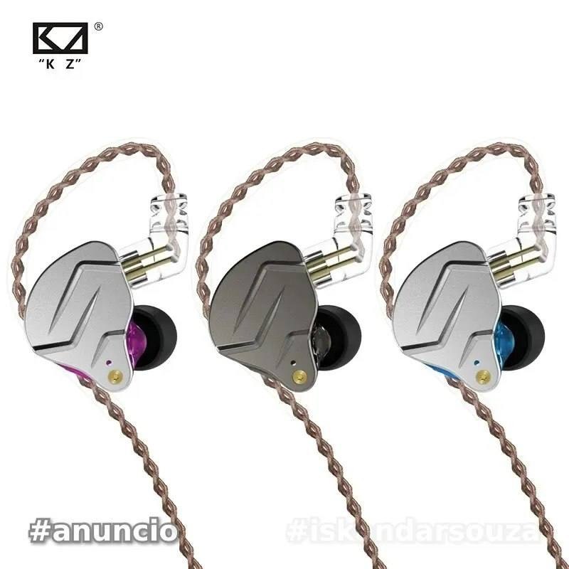 2x Fone de ouvido KZ ZSN Pro 1BA+1DD Hybrid technology HIFI Bass