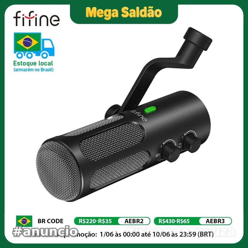 FIFINE Tank3 Microfone dinâmico USB/XLR de metal resistente para podcasting