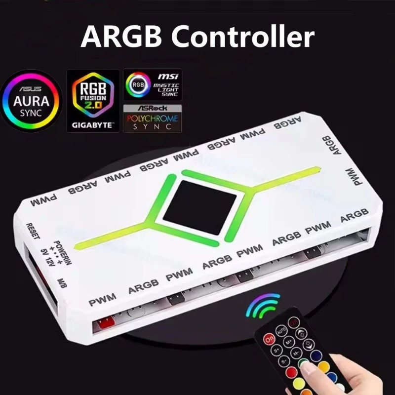 Controladora Argb Hub com 9 portas Pwm e Argb 3pin 5v + Controle