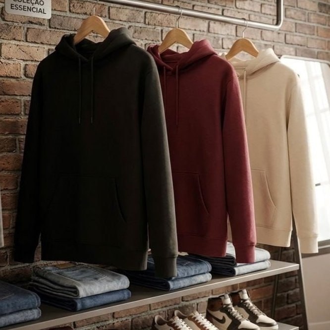 Kit 3 Blusas De Frio Moletom Liso Fechada Bolso Canguru