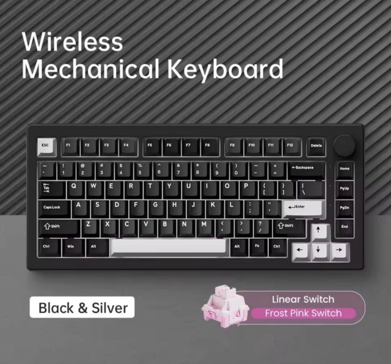 Teclado Mecânico Akko 5075 V3 com Knob, Hot Swap, RGB e Bateria de 8000mAh