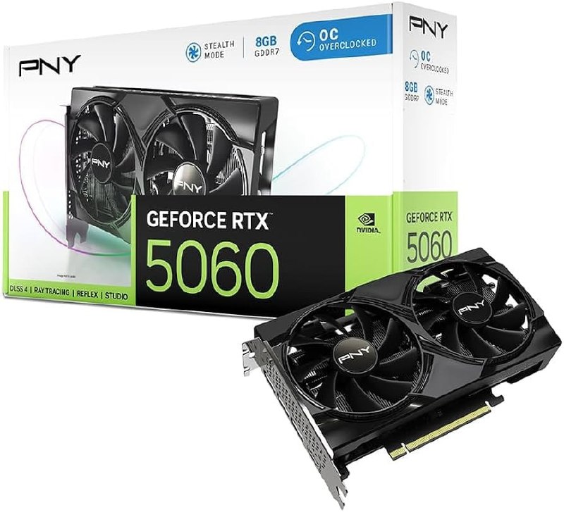 Placa de Vídeo NVIDIA GeForce PNY RTX5060 8GB DUAL FAN OC Blackwell