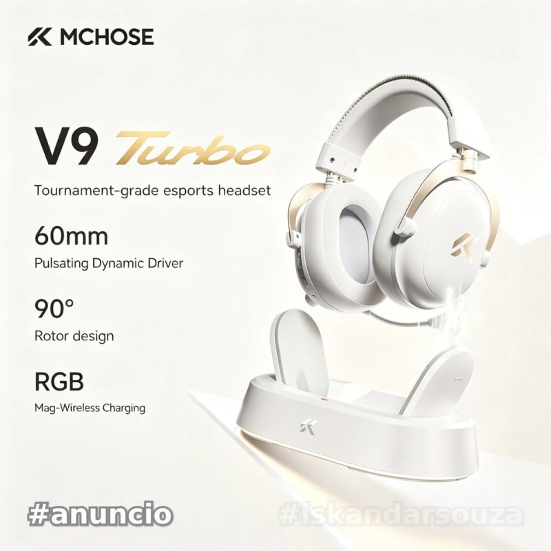 Headset MCHOSE V9 Turbo com Som Surround 7.1 de 60mm