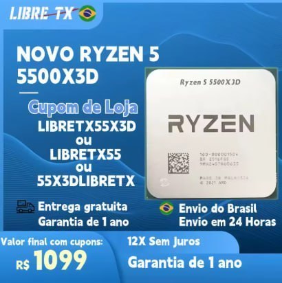 PROCESSADOR RYZEN 5 5500X3D TURBOMAX 4.0GHz