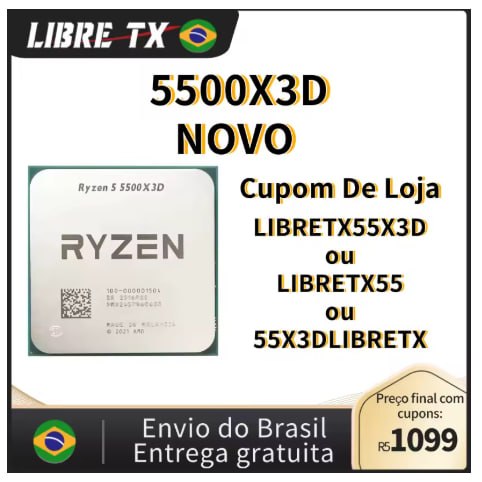 Processador Ryzen 5 5500X3D Novo