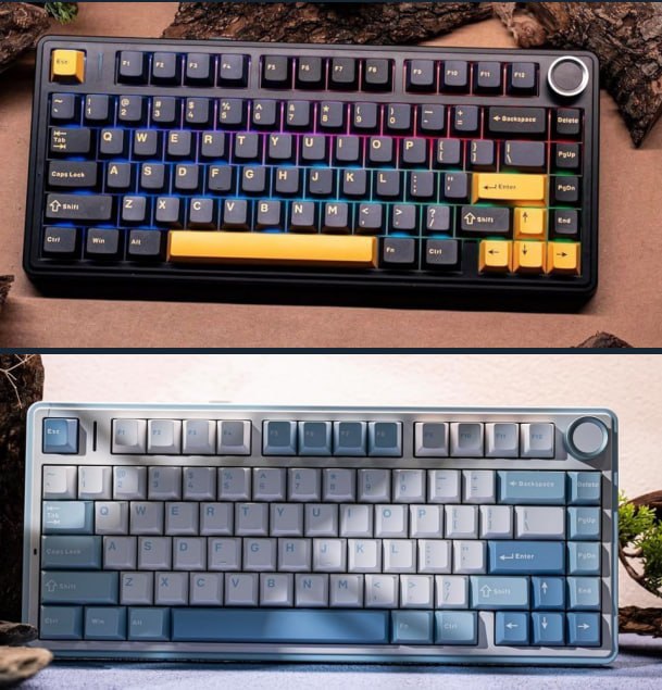 Teclado Mecânico Sem Fio AULA F75 RGB com Keycaps PBT e Knob de Volume