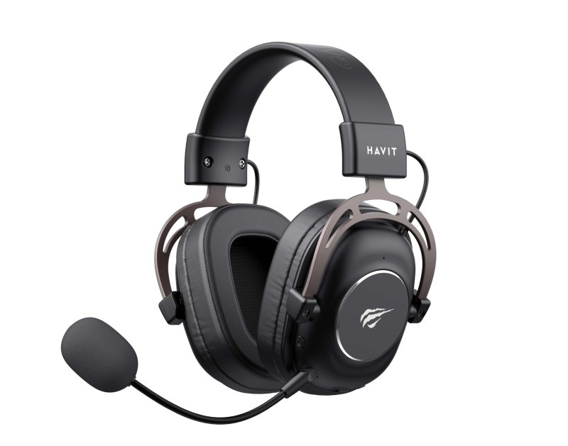Havit Headphone Fone de Ouvido H2002YG Black, Quad-Mode, Sem Fio e Com Fio, Wireless 2.4GHz, Bluetooth, USB, 3,5mm, Gamer, com Microfone Destacável Com Cancelamento de Ruído, Falante 50mm, Preto